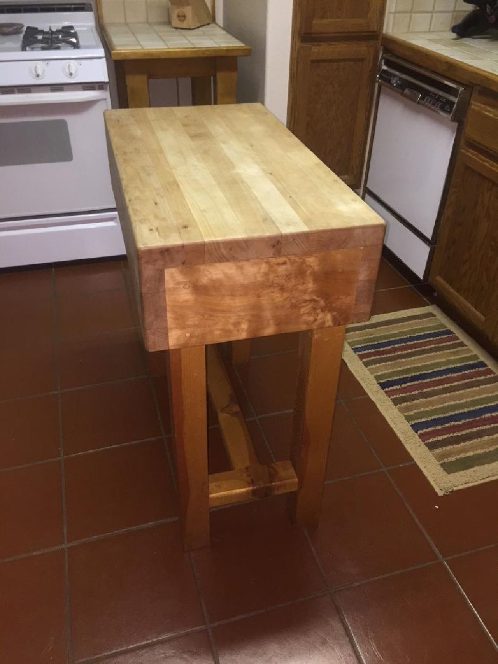 Butcher Block Wood Kitchen Island