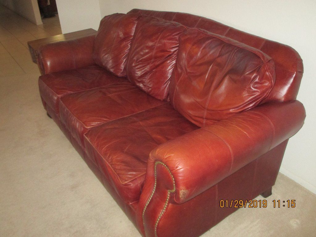 Broyhill Burgundy Leather Sofa Claz Org