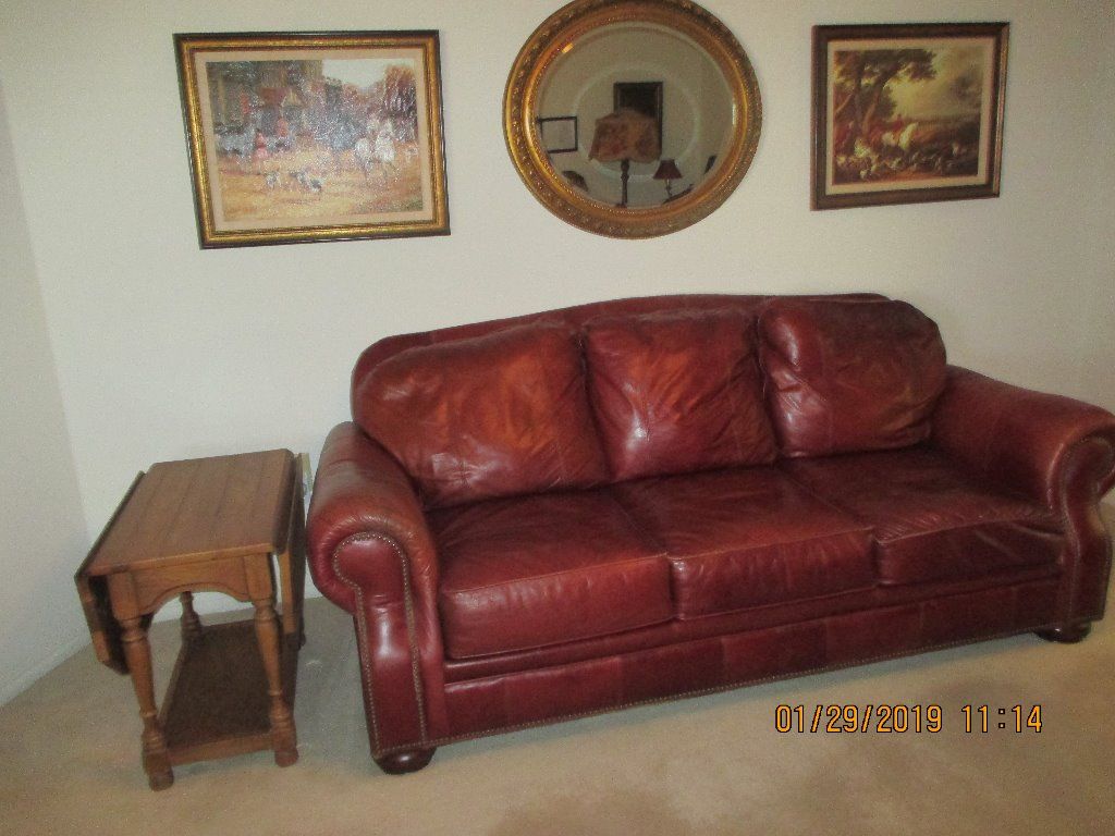 Broyhill Burgundy Leather Sofa Claz Org