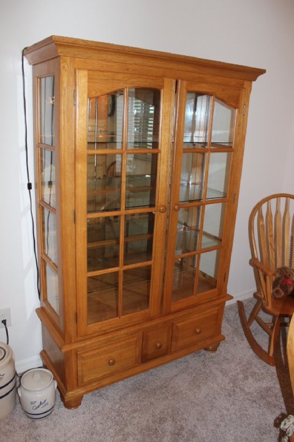 Solid Wood DR Table with 4 chairs AND Matching lighted ...