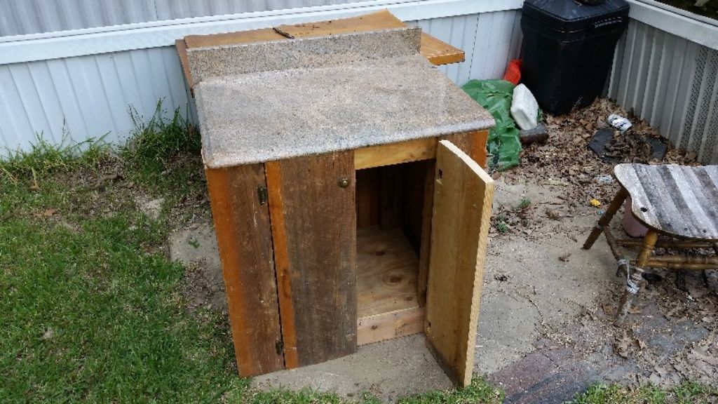Cypress cabinet with marble top real heavy duty