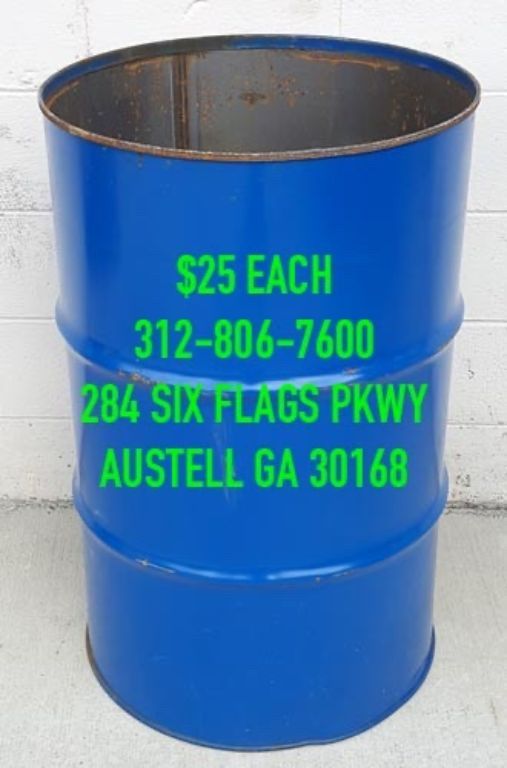 ATLANTA STEEL BURN BARREL BARRELS DRUM DRUMS 55 GALLON BURNING