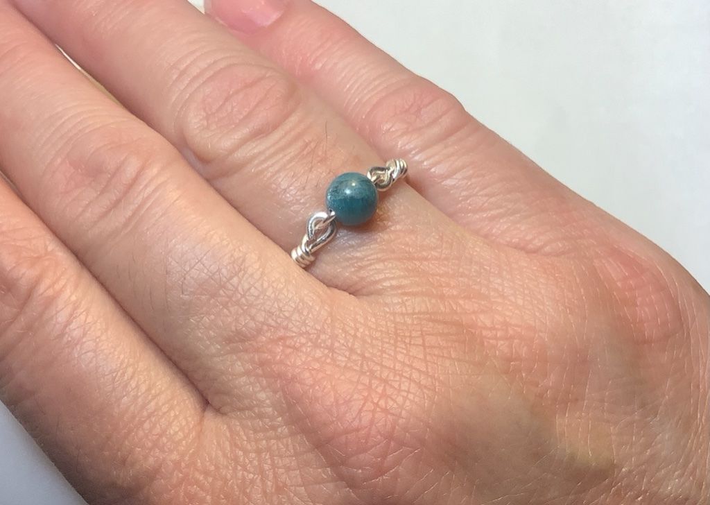 Silver Ring with Pacific Blue Apatite Gemstone