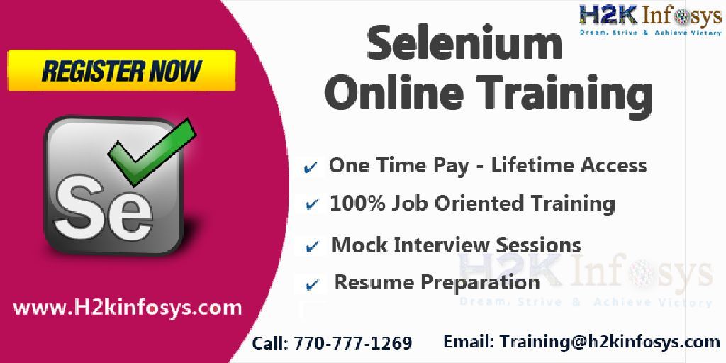 Selenium Online Coaching ,job support + Free real-time experience by H2kinfosys.