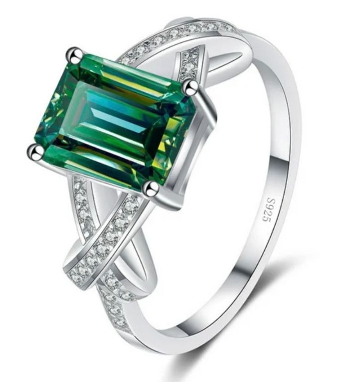 New!  Green & White Moissanite Diamond Rings!  All Sizes!  Layaway!