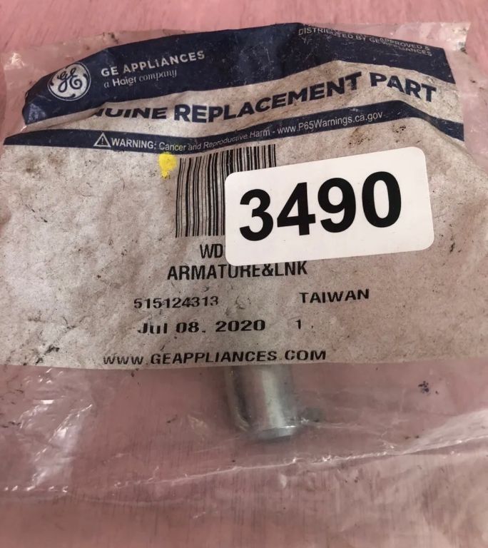 Dishwasher Drain Solenoid Armature and Linkage for GE,  Part # AP2038323, WD1X1316