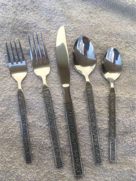 National Costellano Stainless Nasco Embossed Floral Flatware