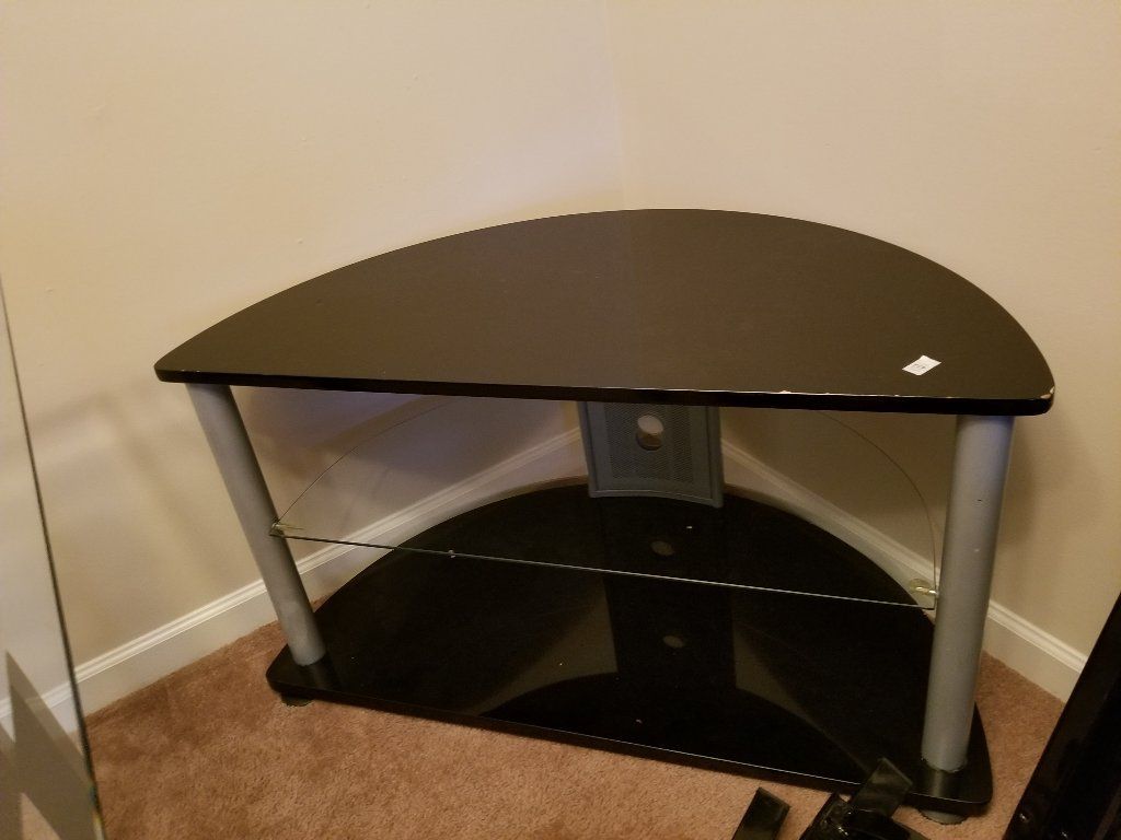 Glass Table with chairs and matching entertainment centers