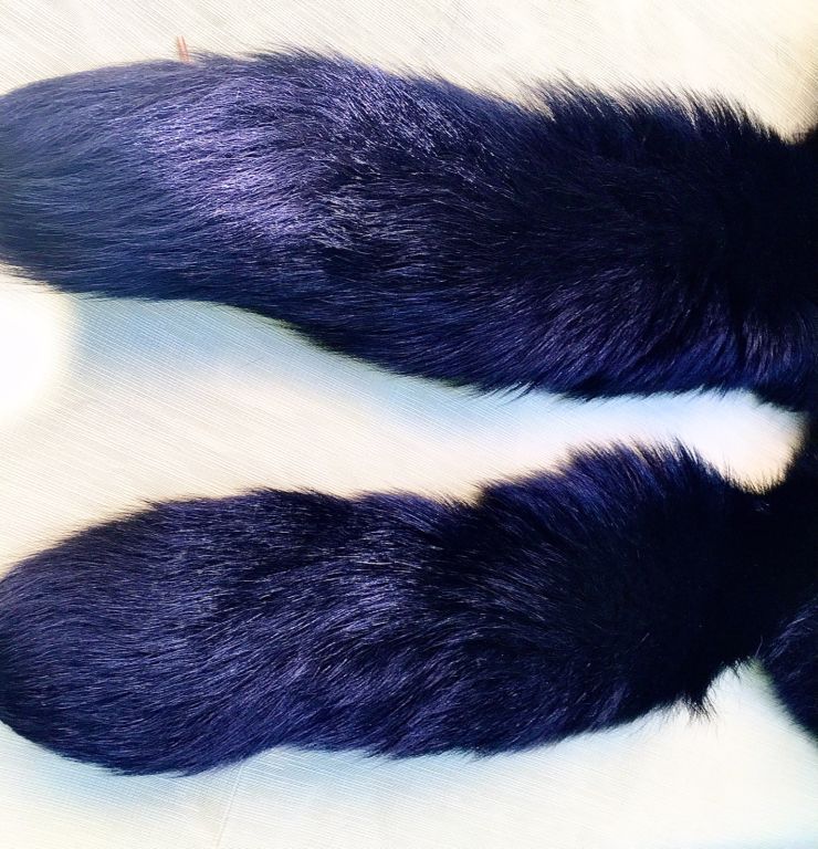 JUST lowered! ~ 2 Lovely, Genuine Fox Furs: 1 Black Boa with Tails & 1 Beige Collar