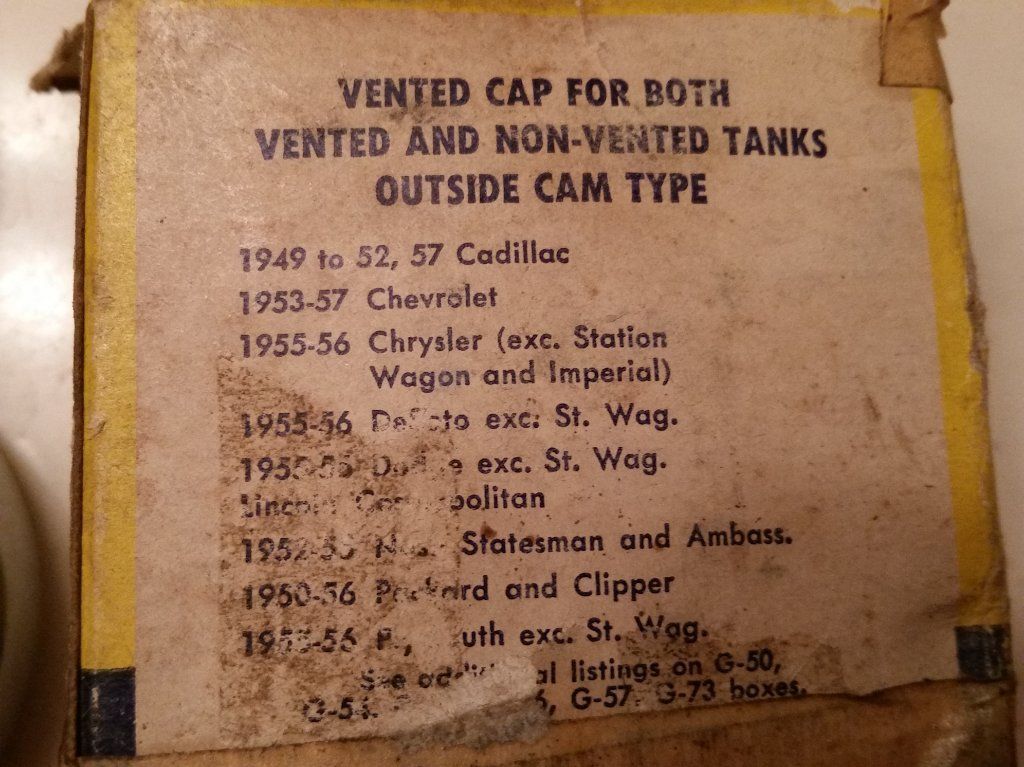 NOS G82 Chrome Locking Fuel Gas Cap Chevrolet Nash Cadillac Packard Hudson NEW