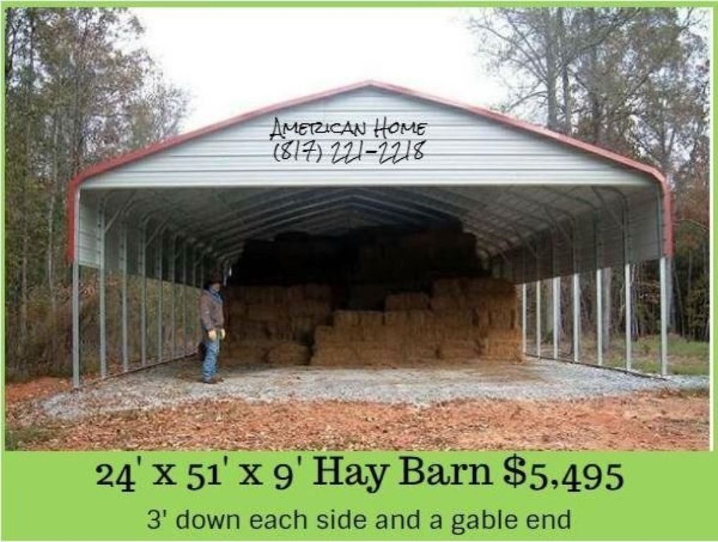 Barns, Garages, Carports, Loafing Sheds,