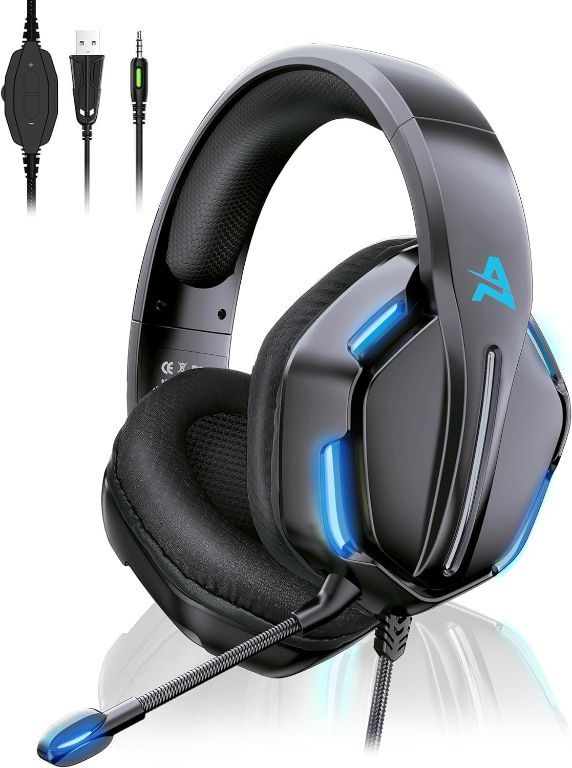 3.5 mm Jack: Aimzone Professional Gaming Headset with Mic, Noise Cancelling Over The Ear Headphones