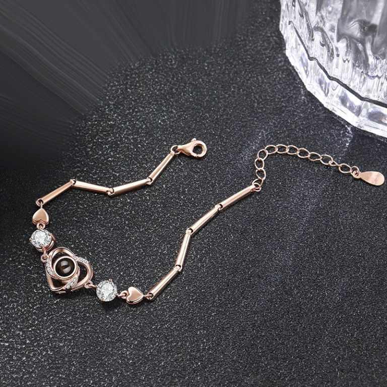 Photo Projection Bracelet 925 Sterling Silver with Your Photo