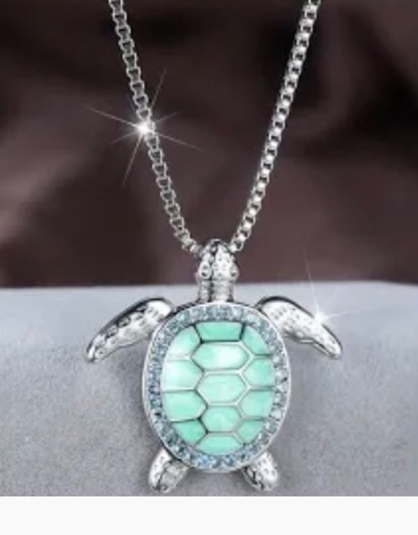 New!  Turtle Turquoise & Rhinestone Necklaces!  Layaway!
