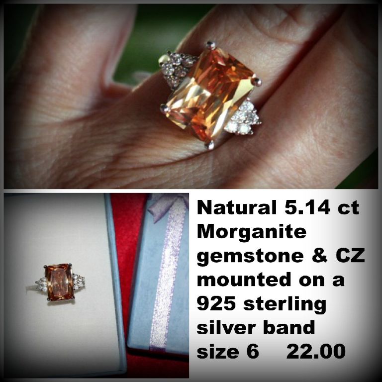 Morganite gemstone on 925 sterling silver ring