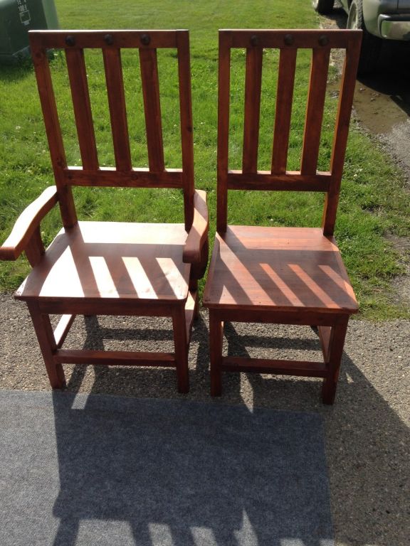 Rustic Solid Pine Dining Hutch +2 Chairs