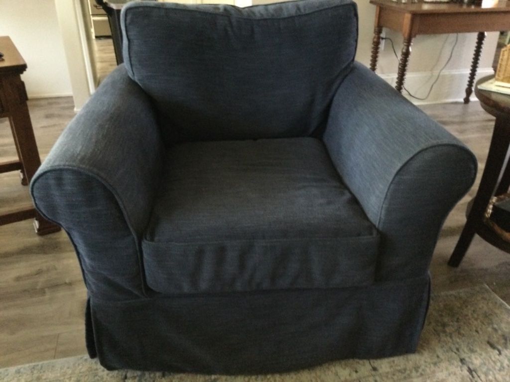 Pottery Barn slip covered sofa and chair $250 OBO