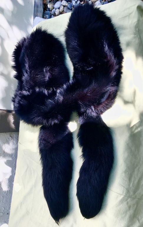 JUST lowered! ~ 2 Lovely, Genuine Fox Furs: 1 Black Boa with Tails & 1 Beige Collar