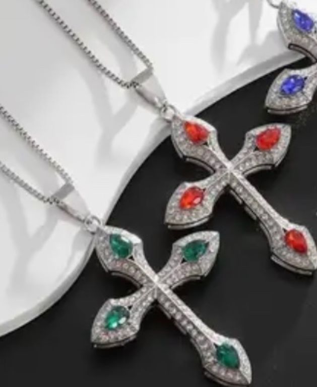 New!  Crystal Cross Necklaces!  $80 Ea.!  Different Colors!  Layaway!