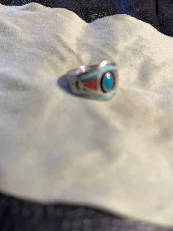 Ring, with inlaid stones, Purchased In New Mexico 1984