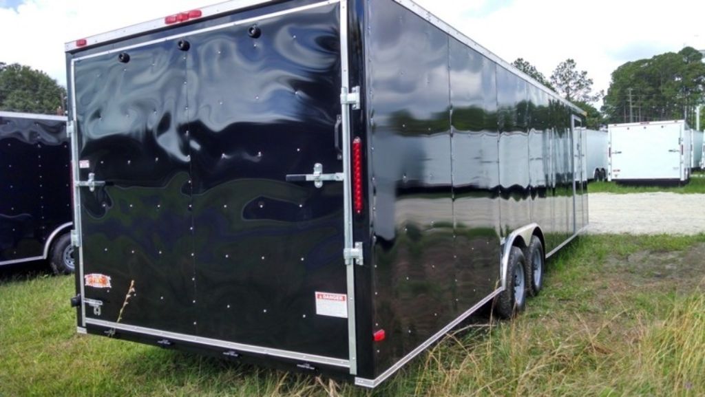 8.5 x 28 Black Enclosed Car Hauler Vented Generator Door