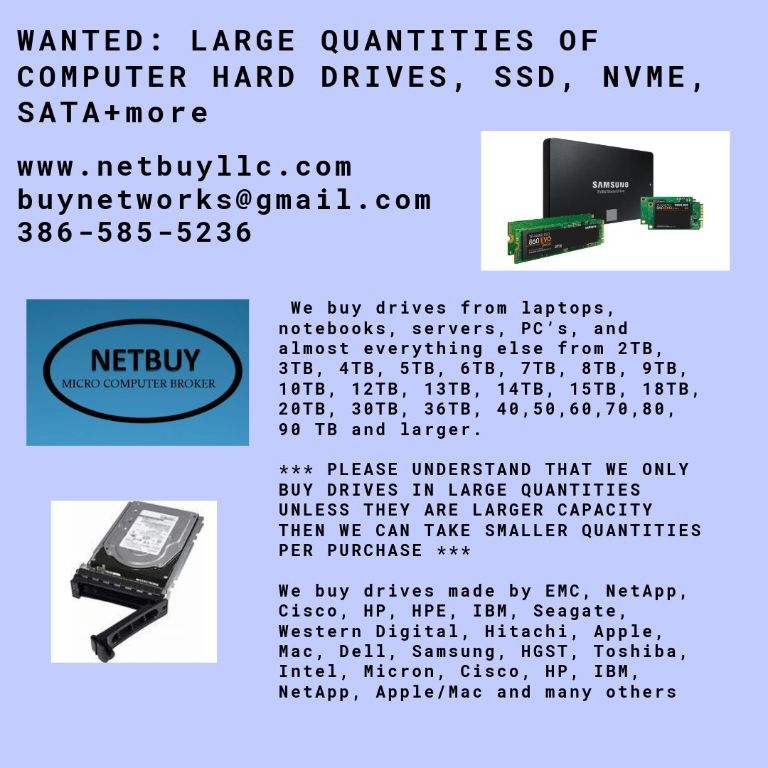 WE BUY USED & NEW COMPUTER SERVERS, NETWORKING, MEMORY-RAM, CPUs-PROCESSORS, DRIVES & STORAGE ARRAYS