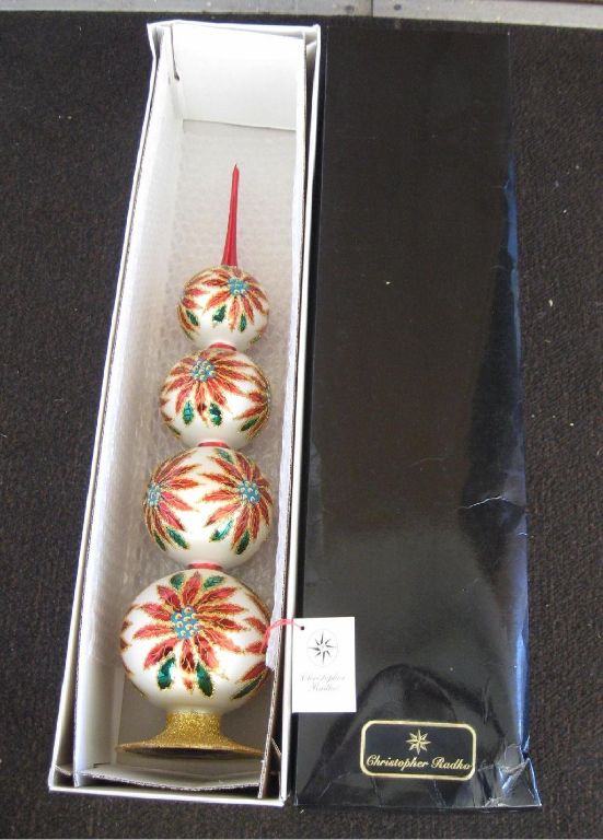 *~~ Christopher Radko ~ Standing Finial Tree Topper ~ Poinsettias ~~*