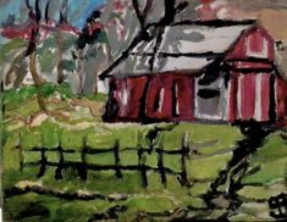 Original Old Barn Scene GG – 5” x 7” Canvas Painting