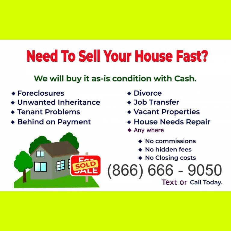 We buy houses in cash! Anywhere All types All situations. Best cash offer!