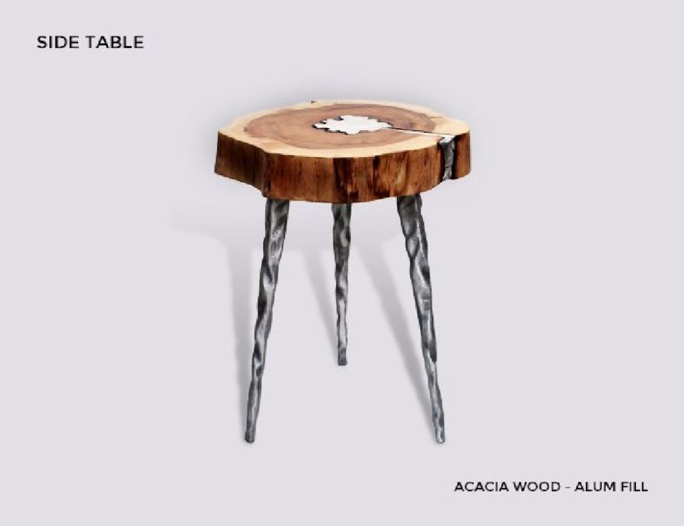 Molten Wood Side table at Aglow Exports Inc.