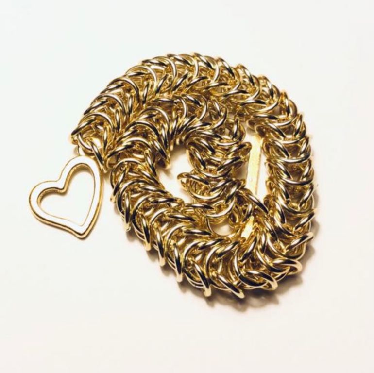 Gold Chain Bracelet with Heart Toggle Clasp