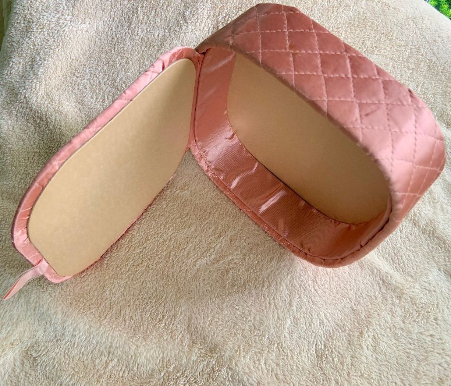 Vintage Pink Satin Quilted Hanky/ Jewelry /Vanity Box