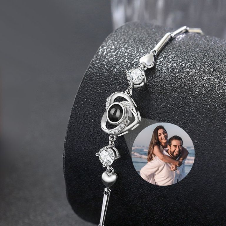 Photo Projection Bracelet 925 Sterling Silver with Your Photo