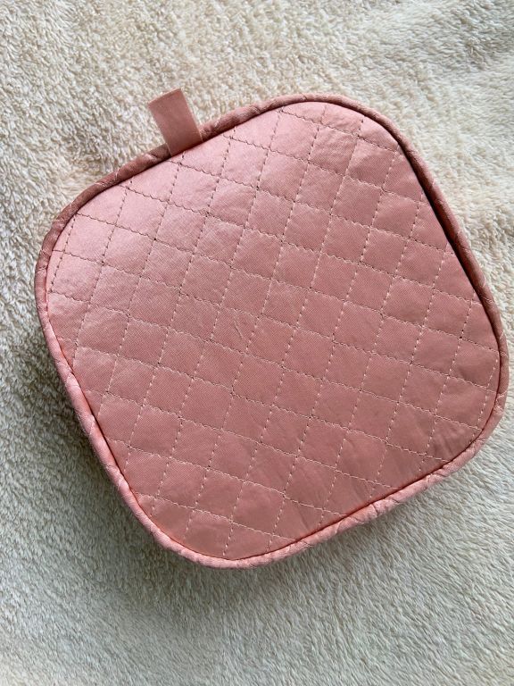 Vintage Pink Satin Quilted Hanky/ Jewelry /Vanity Box