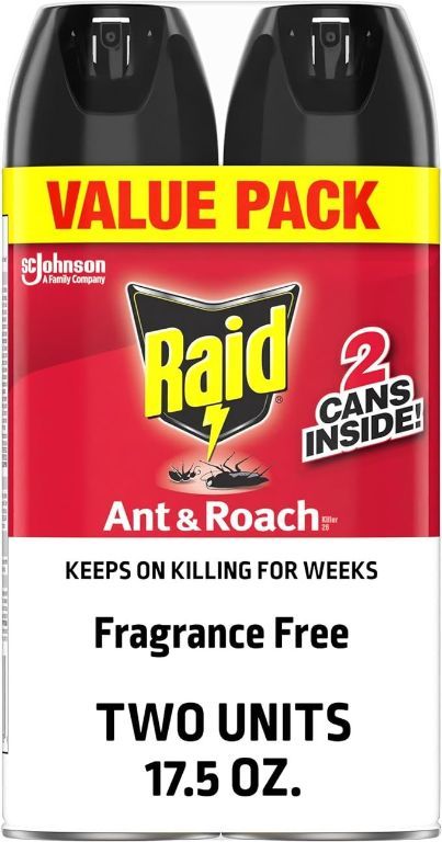 New, Raid Ant & Roach Defense System Spray, Fragrance-Free, Pack Of 2, 2 Available