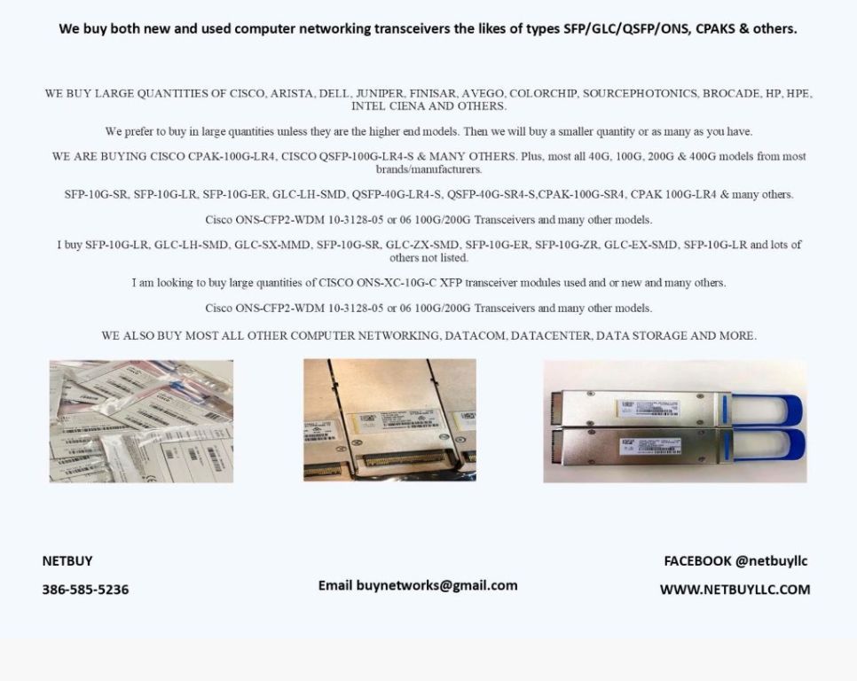 We need products! We are Buying Computer Networking, Datacom, Datacenter, Telecom, Cisco, Nvidia, an