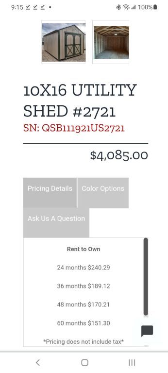 10x16 utility shed storage building