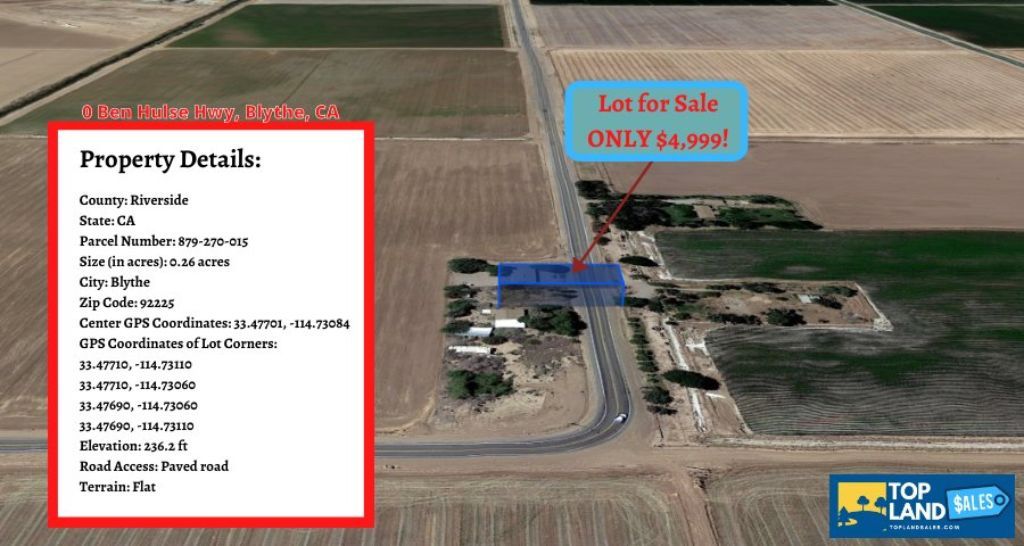0.26-acre residential lot near the farmland flats in Blythe, CA!