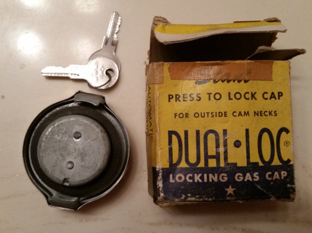 NOS G82 Chrome Locking Fuel Gas Cap Chevrolet Nash Cadillac Packard Hudson NEW