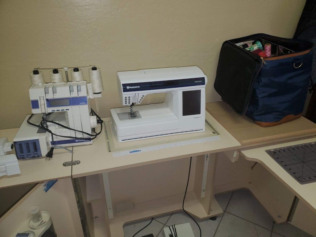 Viking Designer 1 Package Sewing and Embroidery 1000L Embroidery Attachment Koala Cabinet And More