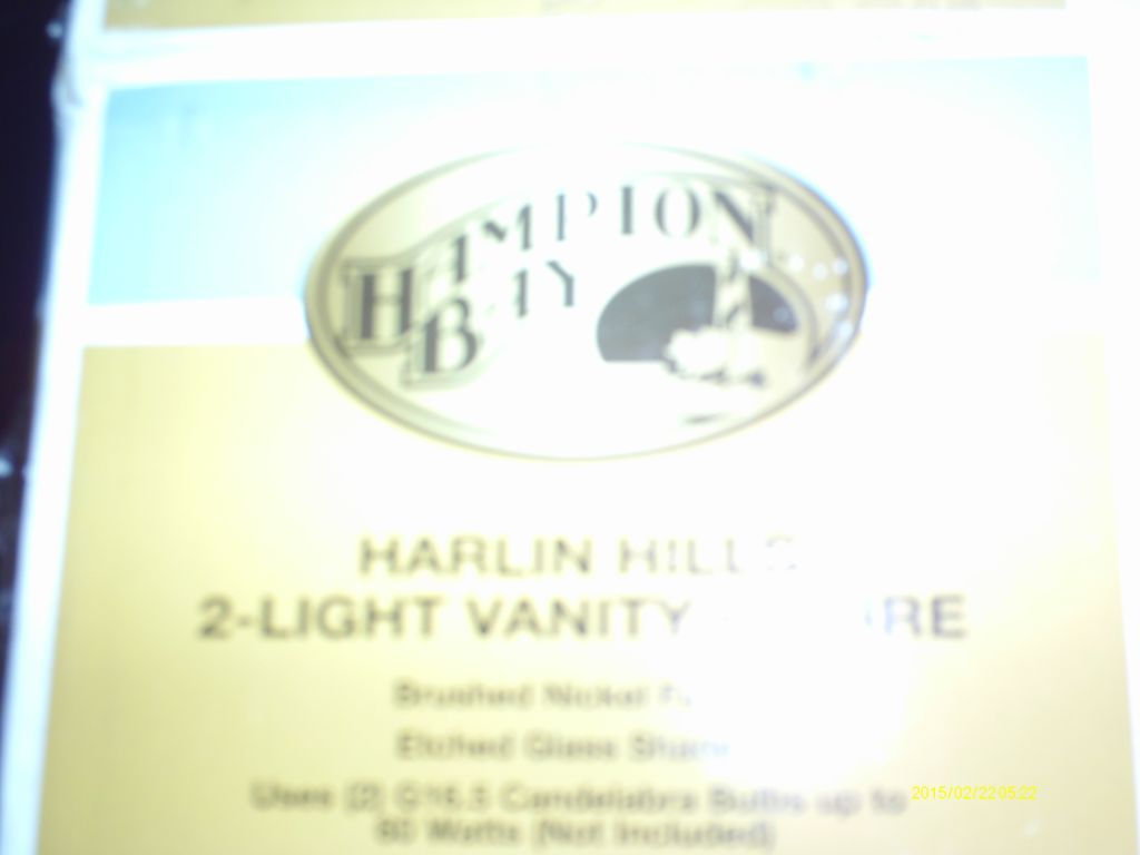 Hampton Bay 2 light vanity fixture