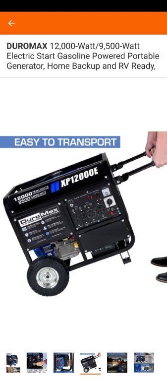 DUROMAX 12,000w/9,500w Electric Start Portable Generator