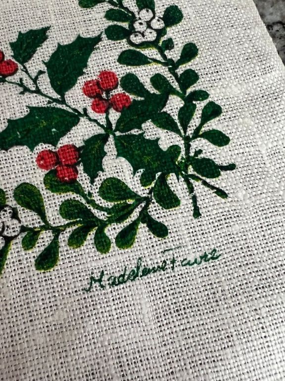 Two Linen Tea Towel Banners (1960's) - $15 for BOTH