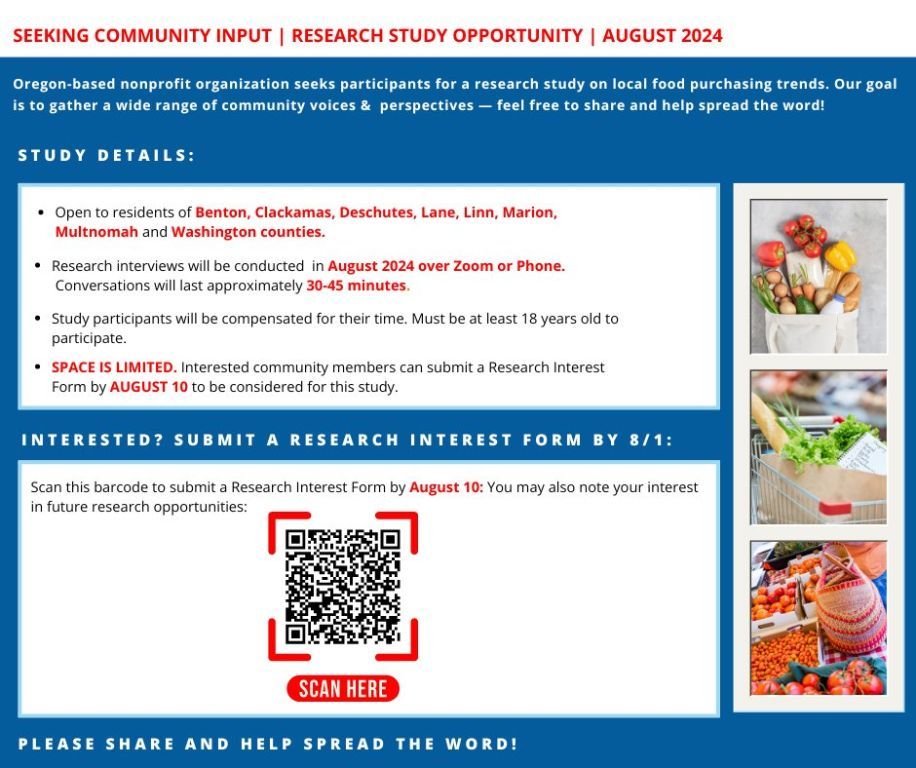 Seeking Research Participants: August Study on Local Food Purchasing Trends