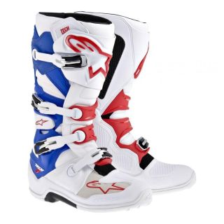 red white and blue dirt bike boots