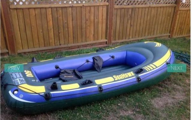 Sound Auction Service - Auction: 5/10/18 Seahawk Auction ITEM: Seahawk 500 5-Passenger  Air Raft w/Oars