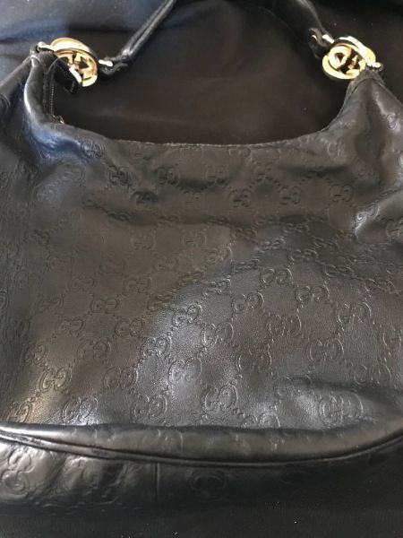 gucci black leather shoulder bag