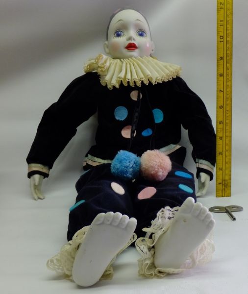 musical porcelain clown doll