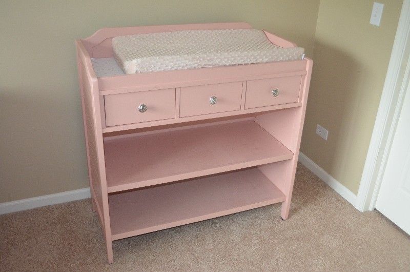 pink changing table