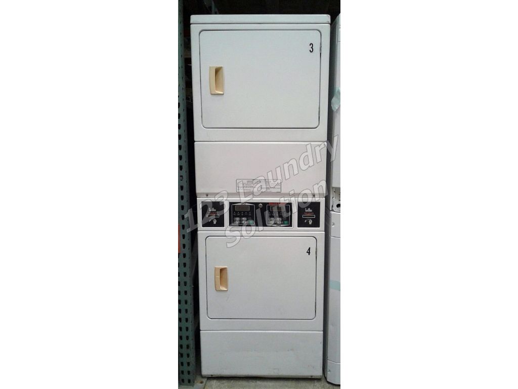 Coin Operated Speed Queen Commercial Stack Dryer Apt Size Card OPL SSGF09WJ White Finish Used